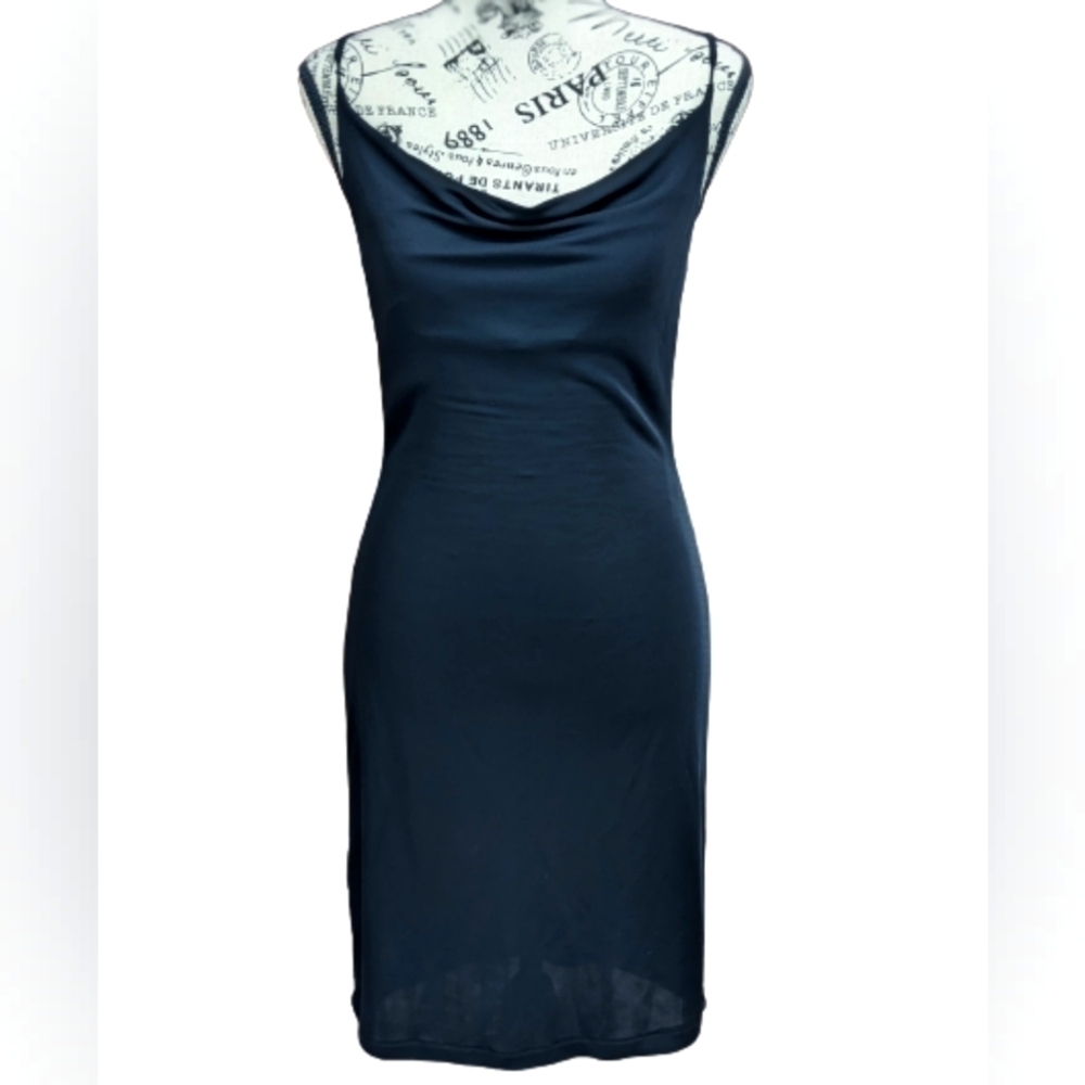 Story B cowl neck black midi dress size S